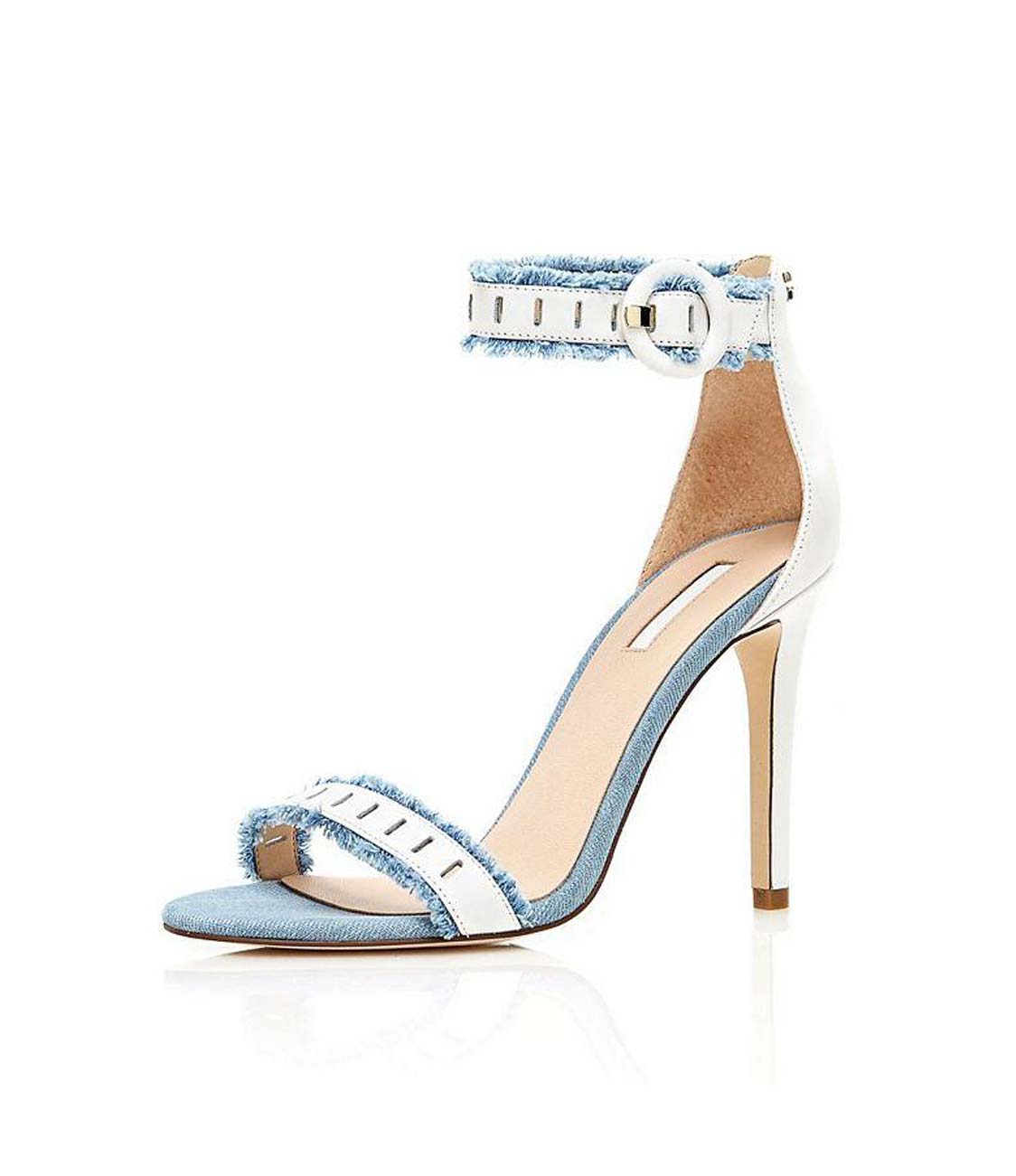 Guess Damen Marken-Sandalette, weiß-hellblau