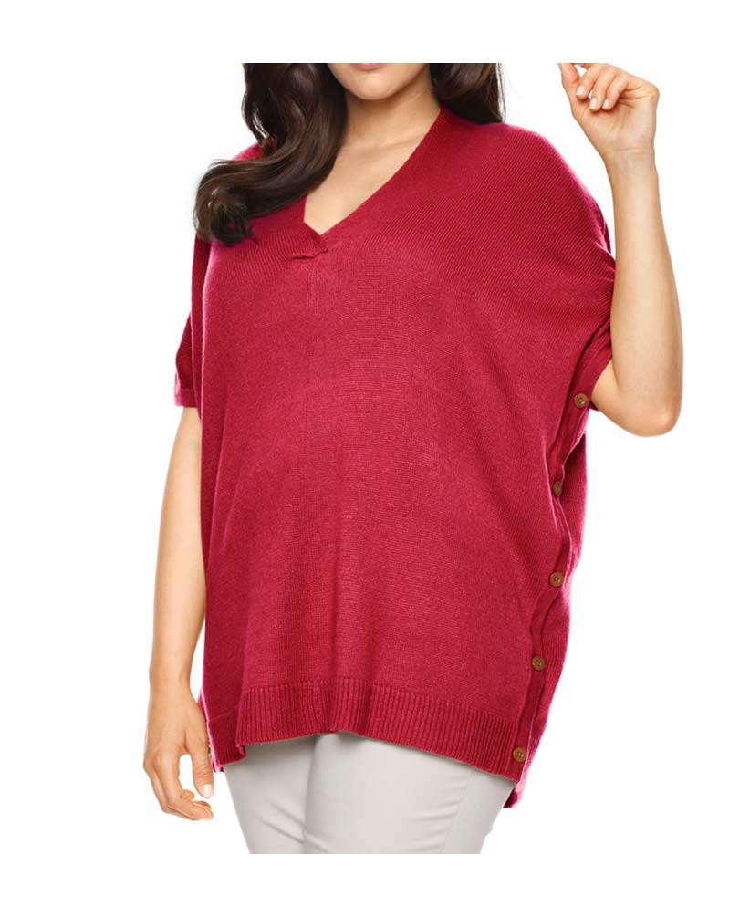 Heine-Best Connections Damen Wandlungs-Longpullover, rot