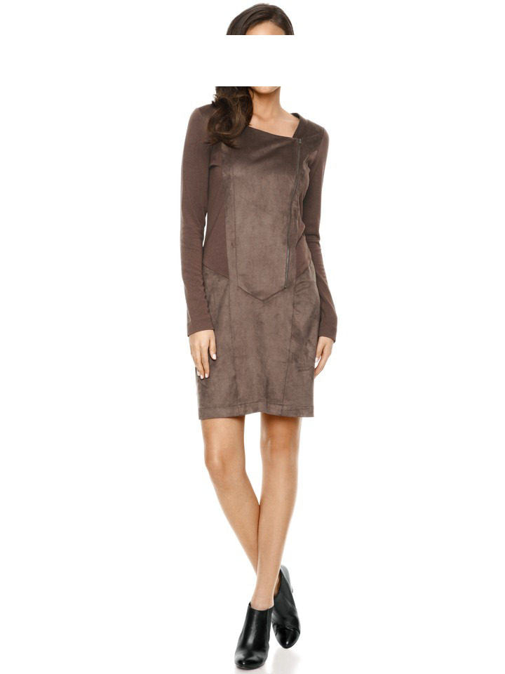 Heine - Best Connections Damen Reißverschluß-Patchkleid, taupe