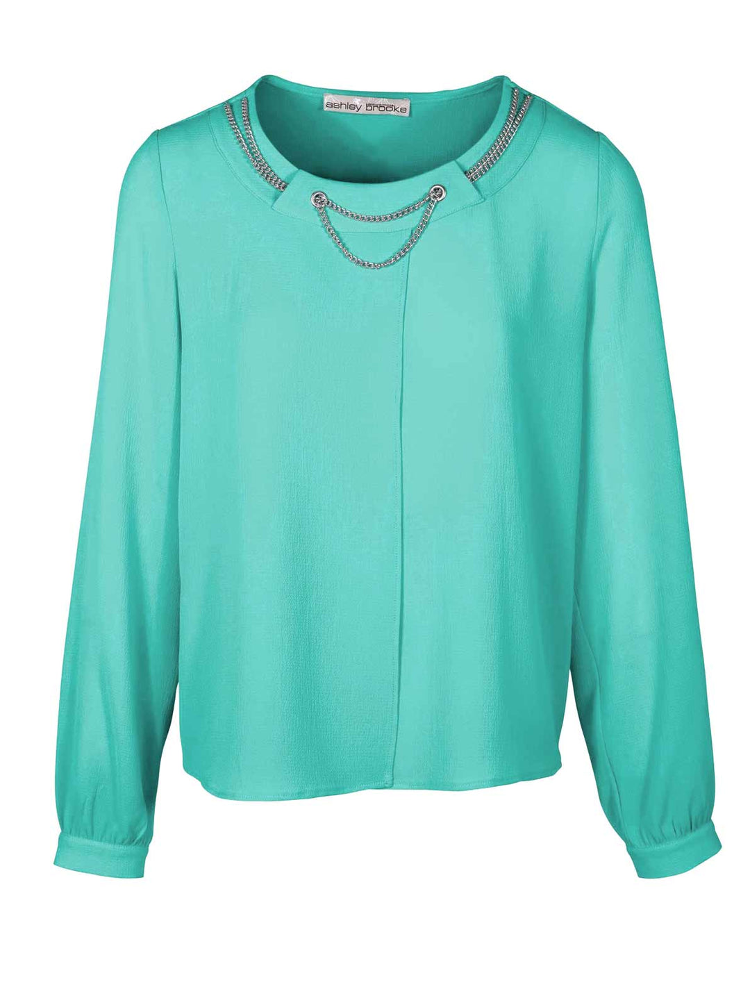 Ashley Brooke Damen Designer-Bluse m. Ketten, türkis