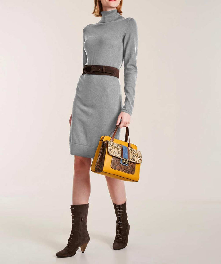 Ashley Brooke Damen Designer-Strickkleid, grau-melange