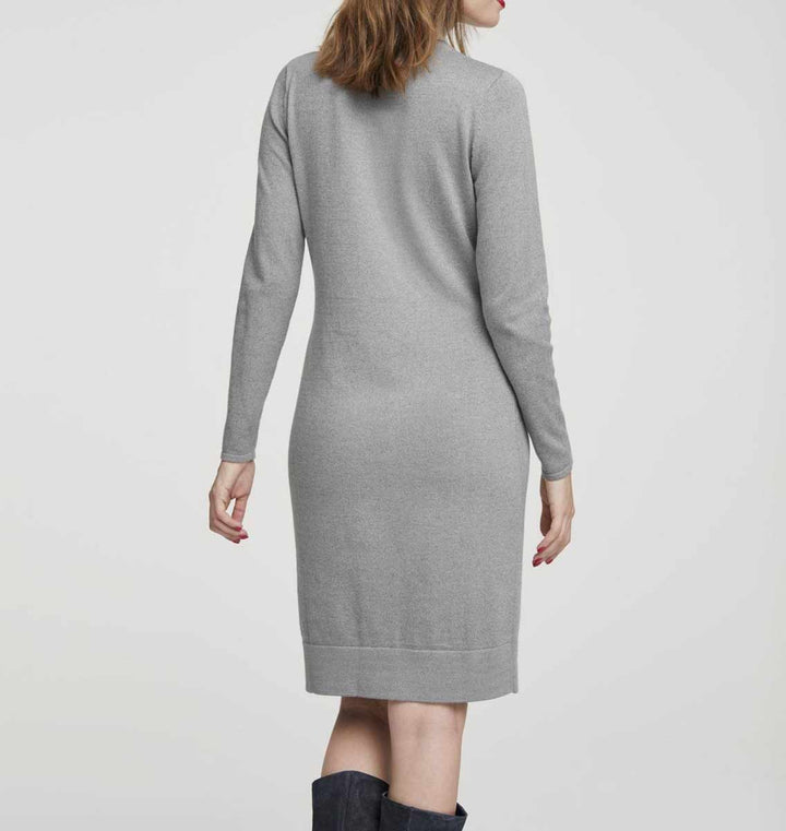 Ashley Brooke Damen Designer-Strickkleid, grau-melange