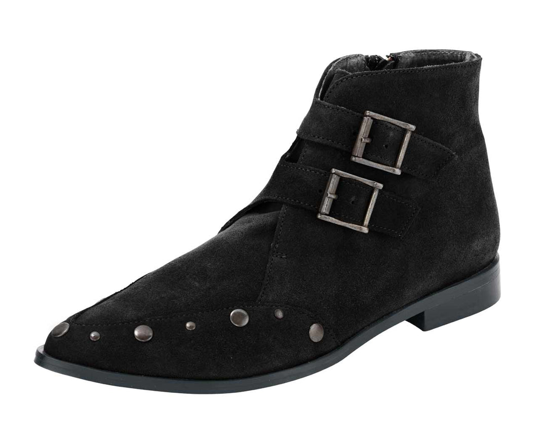 Heine Damen Velourslederstiefelette, schwarz