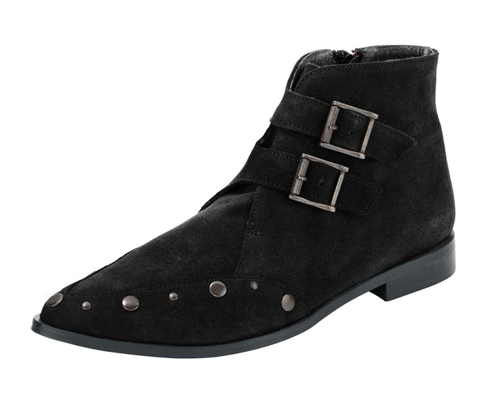 Heine Damen Velourslederstiefelette, schwarz