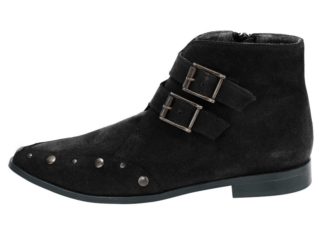 Heine Damen Velourslederstiefelette, schwarz