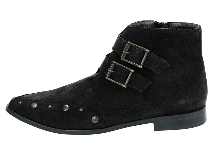 Heine Damen Velourslederstiefelette, schwarz