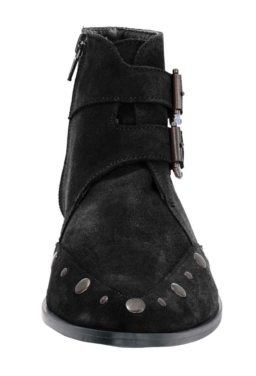 Heine Damen Velourslederstiefelette, schwarz
