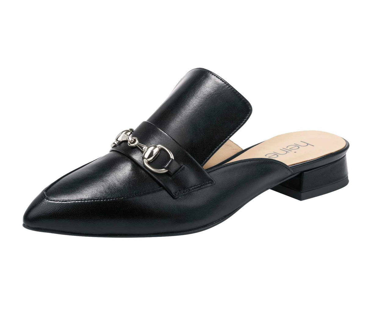 Heine Damen Leder-Pantolette, schwarz