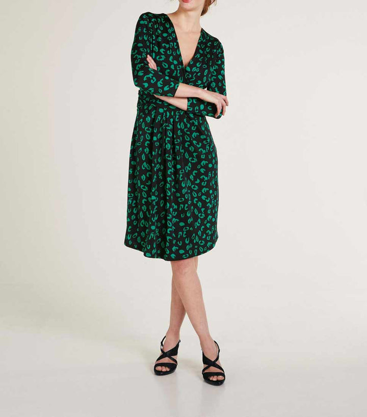 Ashley Brooke Damen Designer-Druckkleid, schwarz-grün