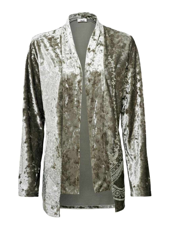 Linea Tesini Damen Designer-Samtblazer, silbergrau