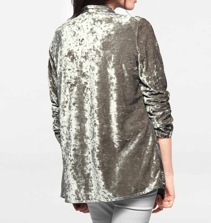 Linea Tesini Damen Designer-Samtblazer, silbergrau