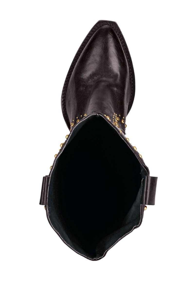 Curiosité Damen Leder-Stiefel mit Nieten, dunkelbraun
