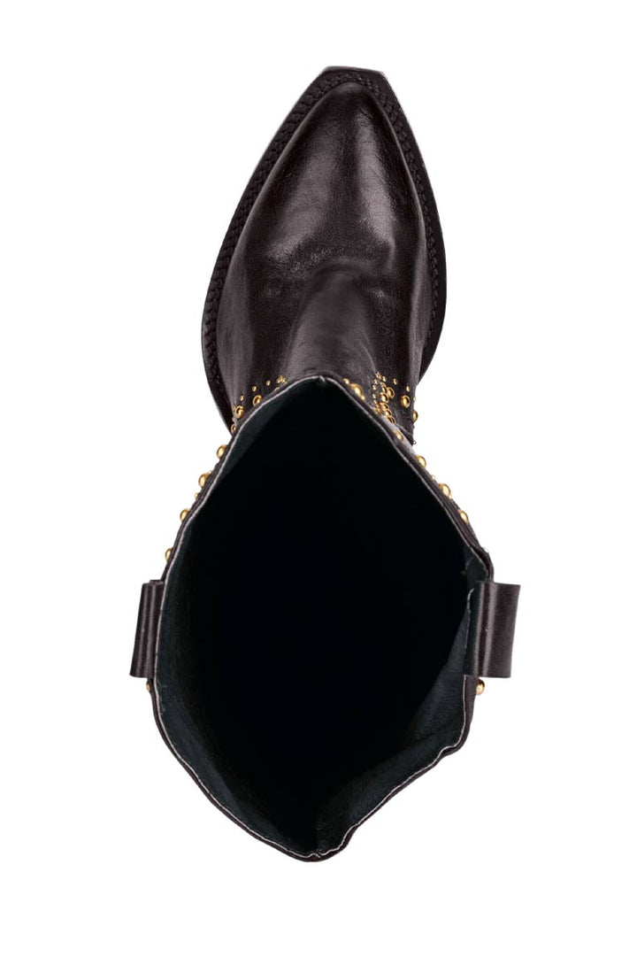 Curiosité Damen Leder-Stiefel mit Nieten, dunkelbraun