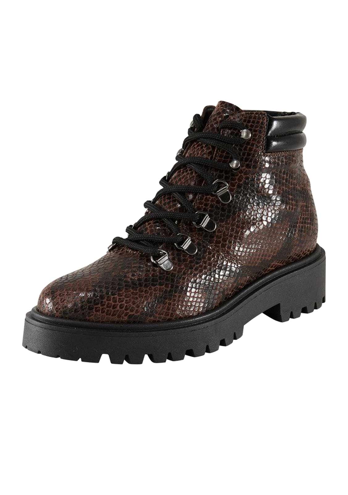 HEINE Damen Lederstiefelette, braun-schwarz