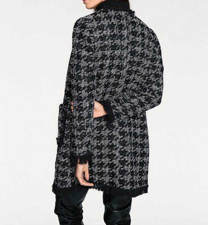 Rick Cardona Damen Designer-Bouclémantel, schwarz-grau