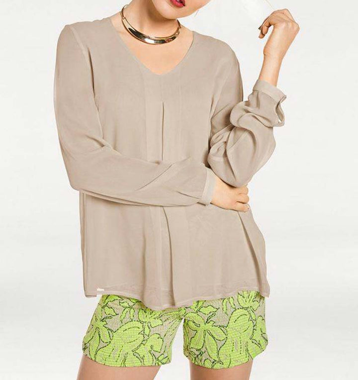 Rick Cardona Damen Designer-Chiffonbluse, stein
