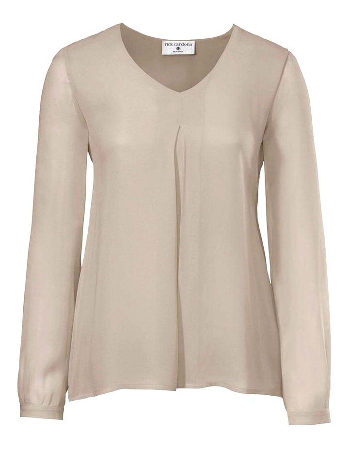 Rick Cardona Damen Designer-Chiffonbluse, stein