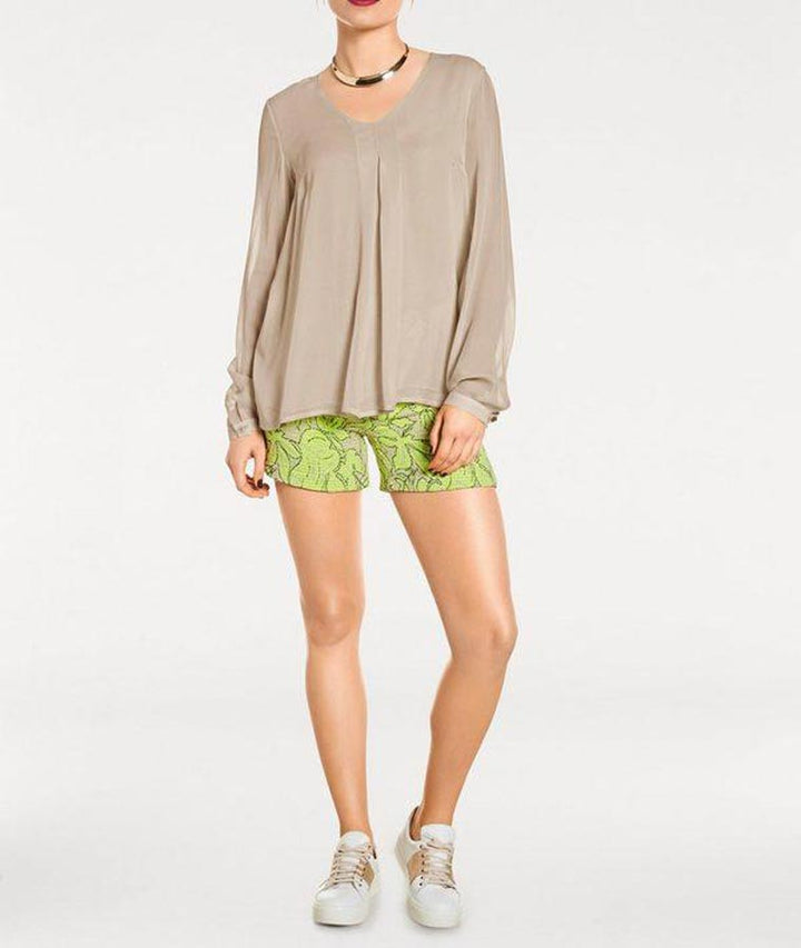 Rick Cardona Damen Designer-Chiffonbluse, stein