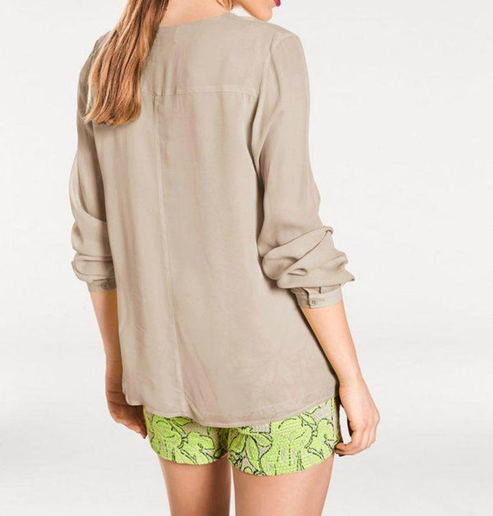 Rick Cardona Damen Designer-Chiffonbluse, stein