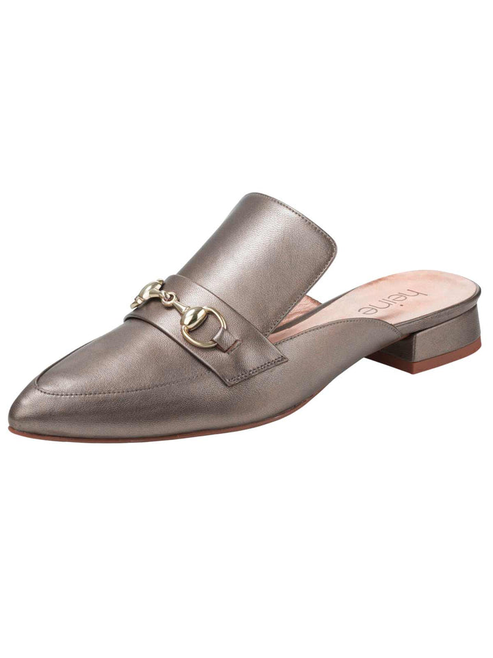 Heine Damen Leder-Pantolette, taupe-metallic
