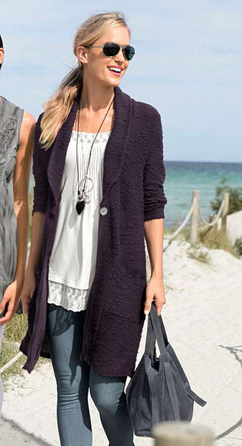 Boysens Damen Strickmantel, lila