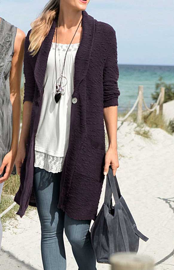 Boysens Damen Strickmantel, lila