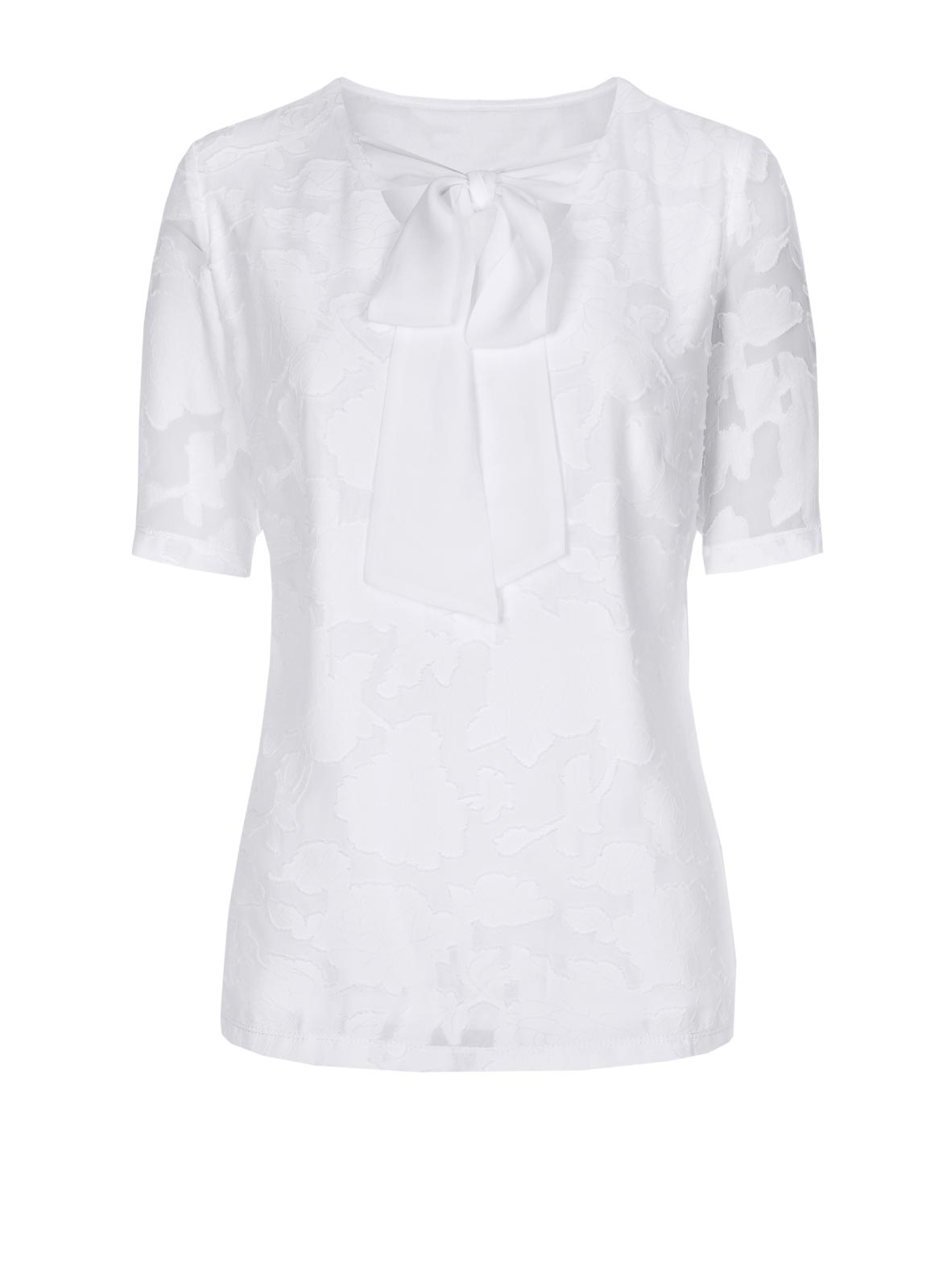 CRéATION L Damen Bluse mit Schluppe, weiß