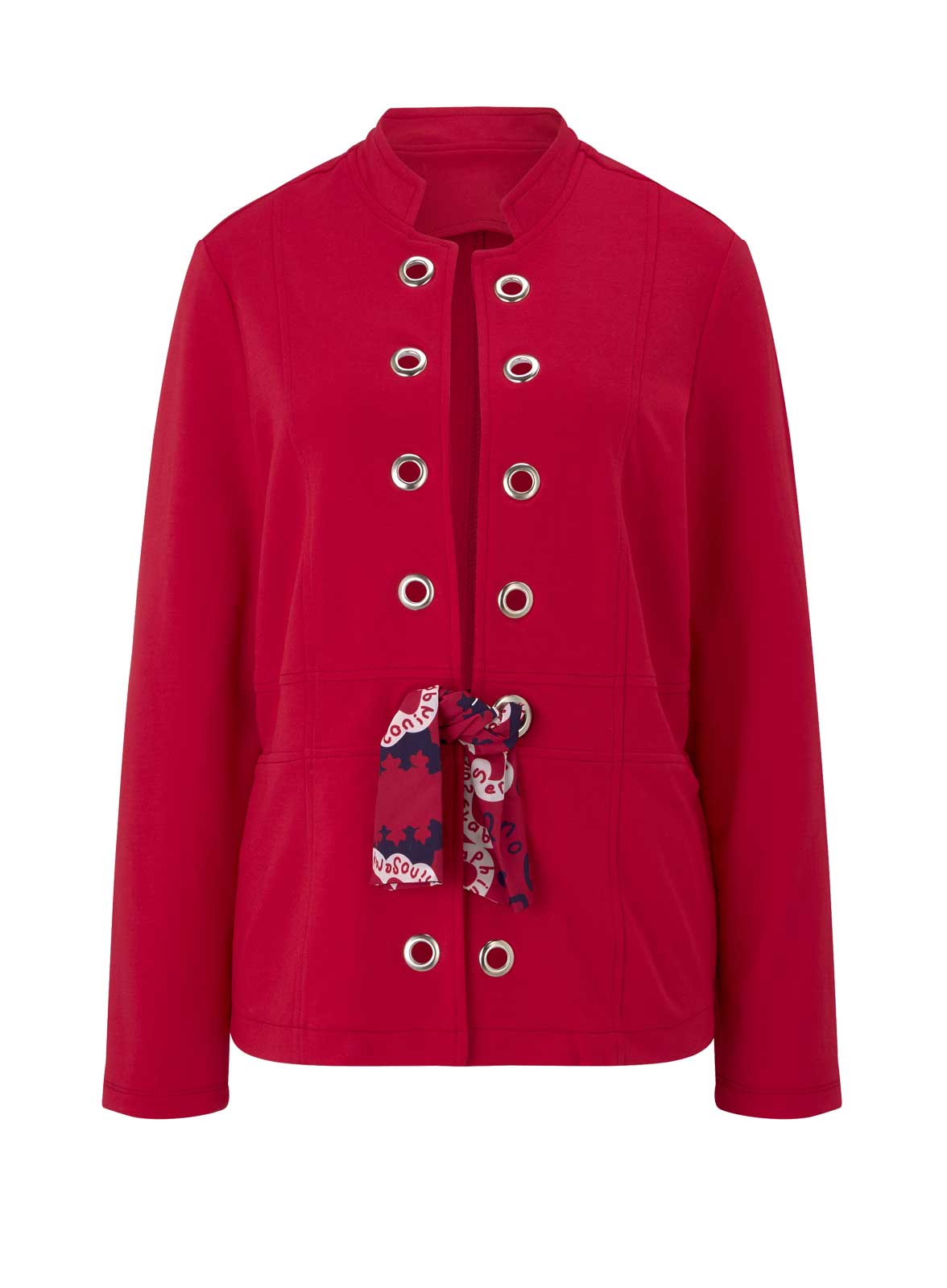 CRéATION L Damen Jerseyblazer mit Ösen und Tuch, rot