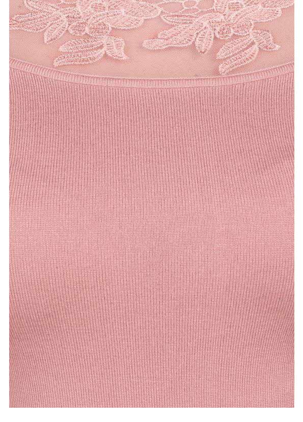Melrose Damen Carmenstrickkleid mit Spitze, rosa