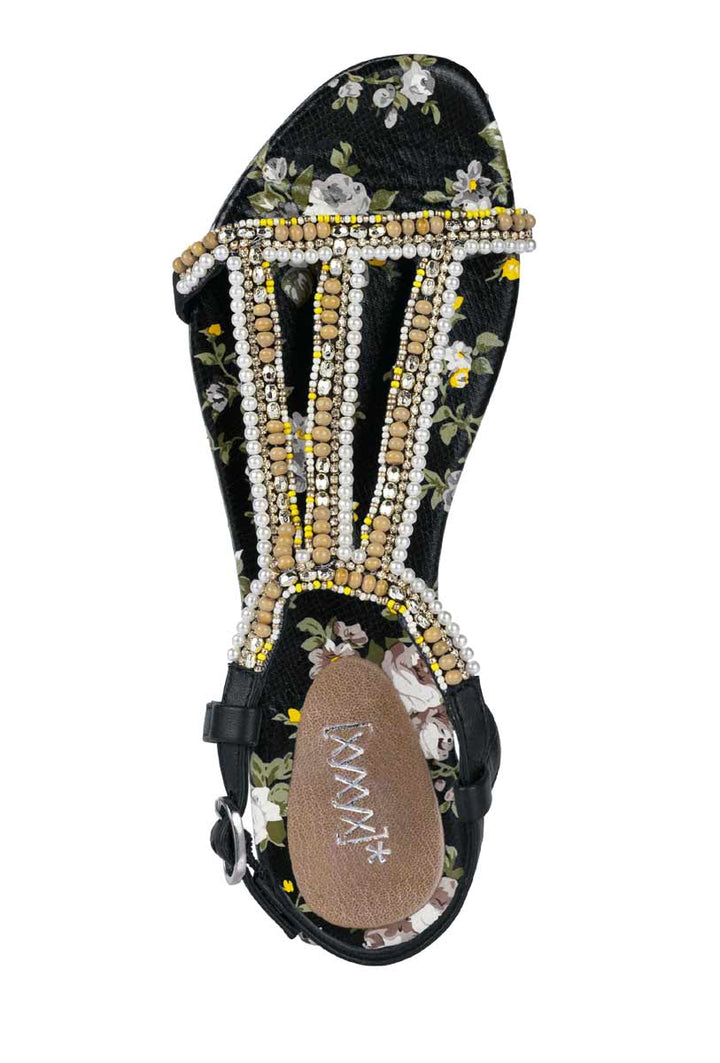 Xyxyx Damen Marken-Sandalette mit Perlen, schwarz-bunt