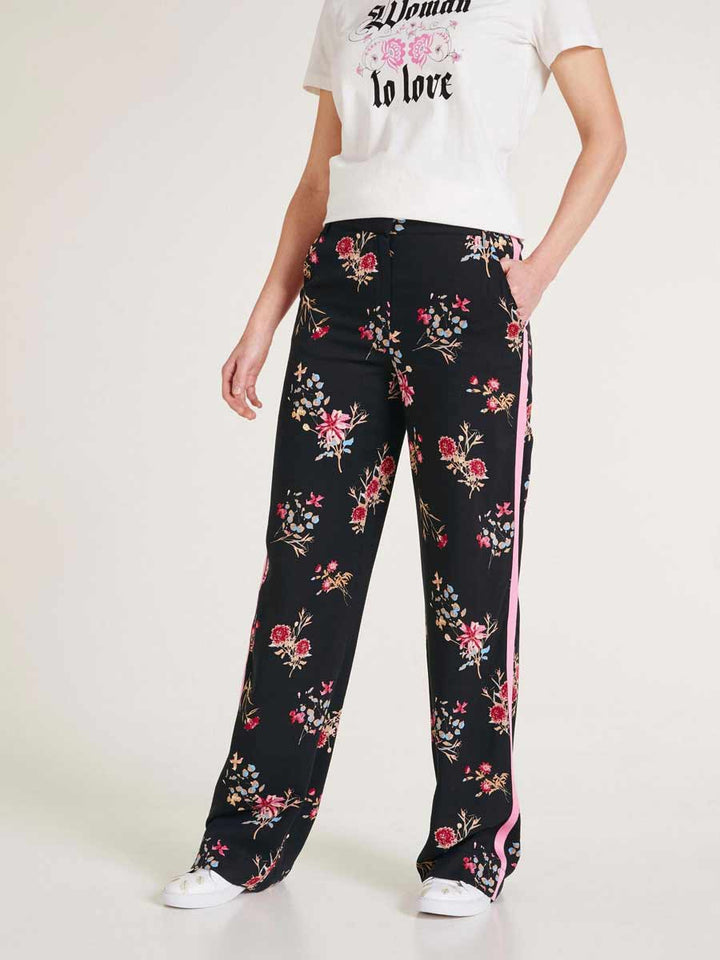 Heine Damen Druckhose, schwarz-bunt