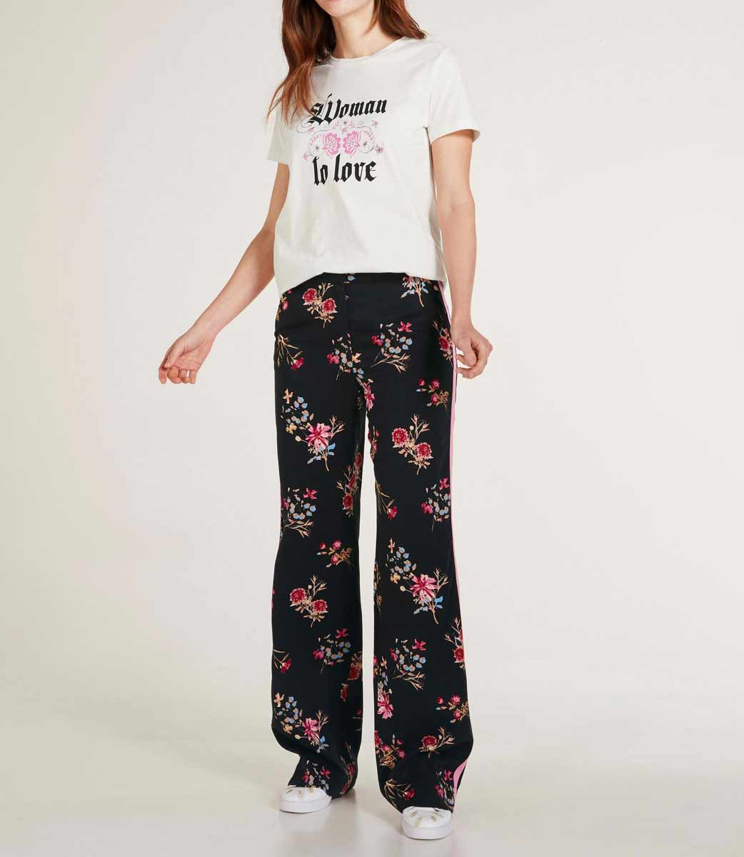 Heine Damen Druckhose, schwarz-bunt