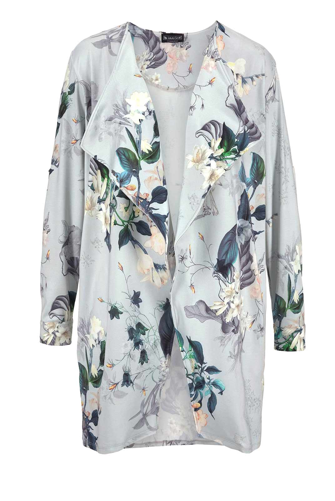 Laura Scott Damen Jersey-Mantel, grau-bunt