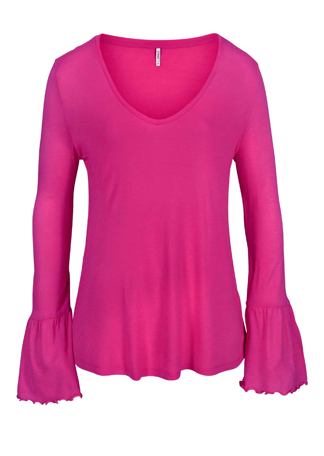Only Damen Marken-Shirt mit Volants, pink