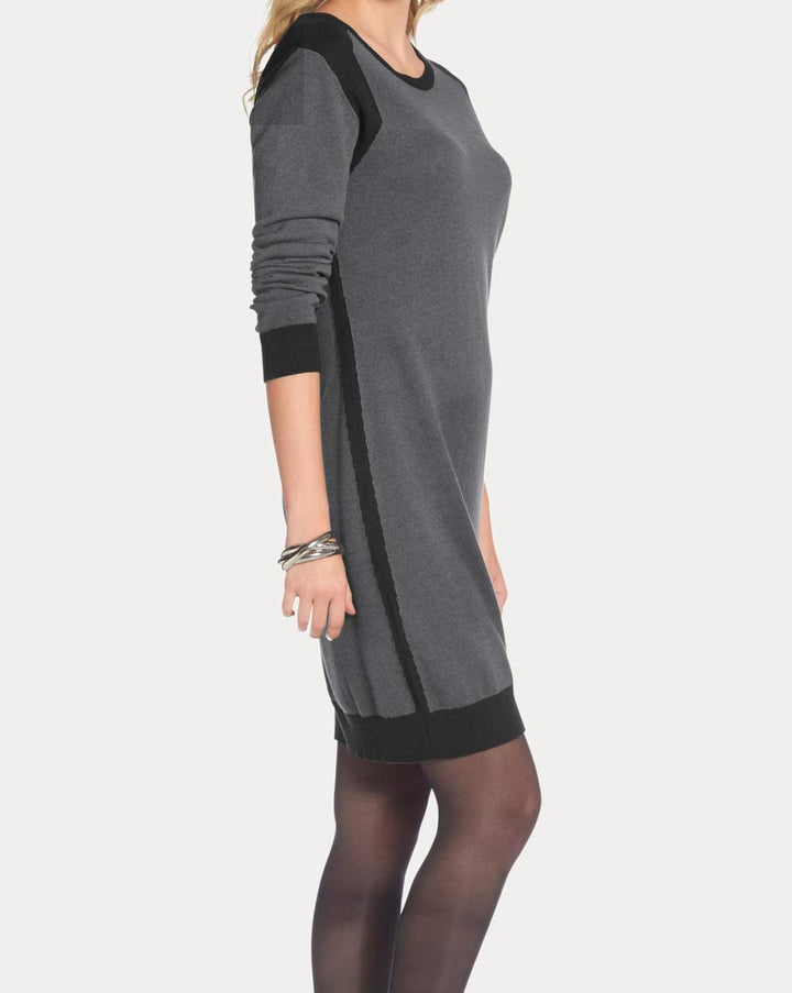 Tamaris Damen Marken-Feinstrickkleid, grau-schwarz