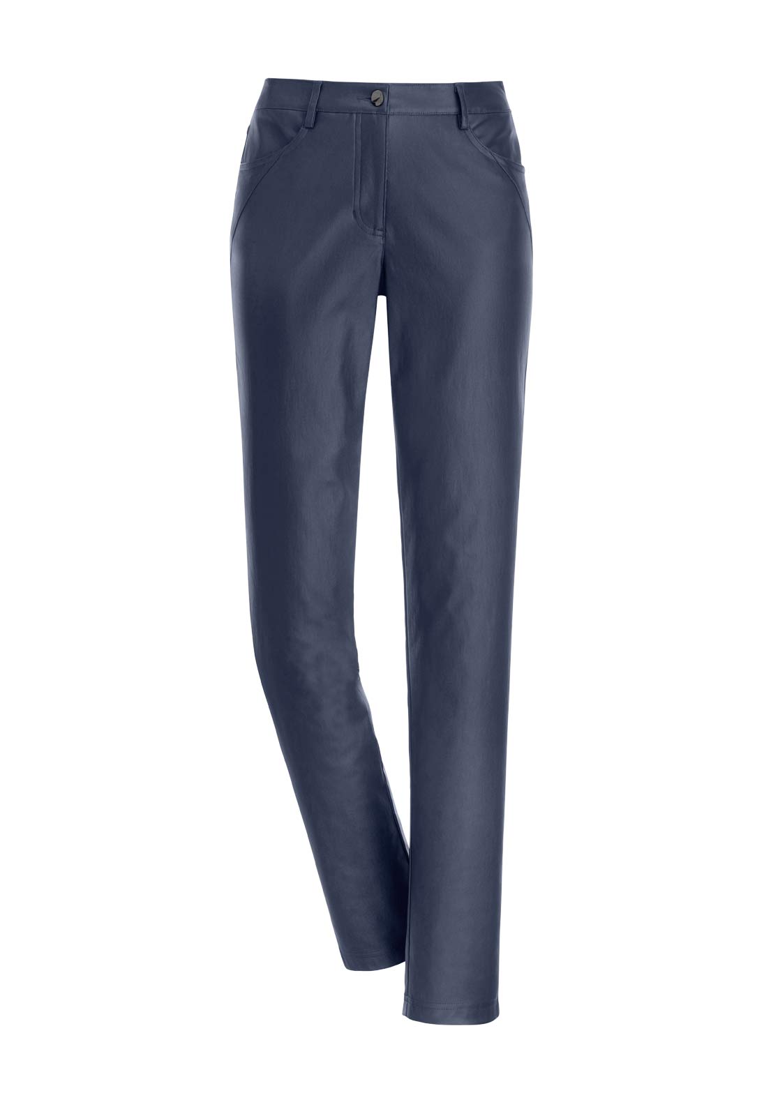 CRéATION L Damen Hose in Lederoptik, nachtblau