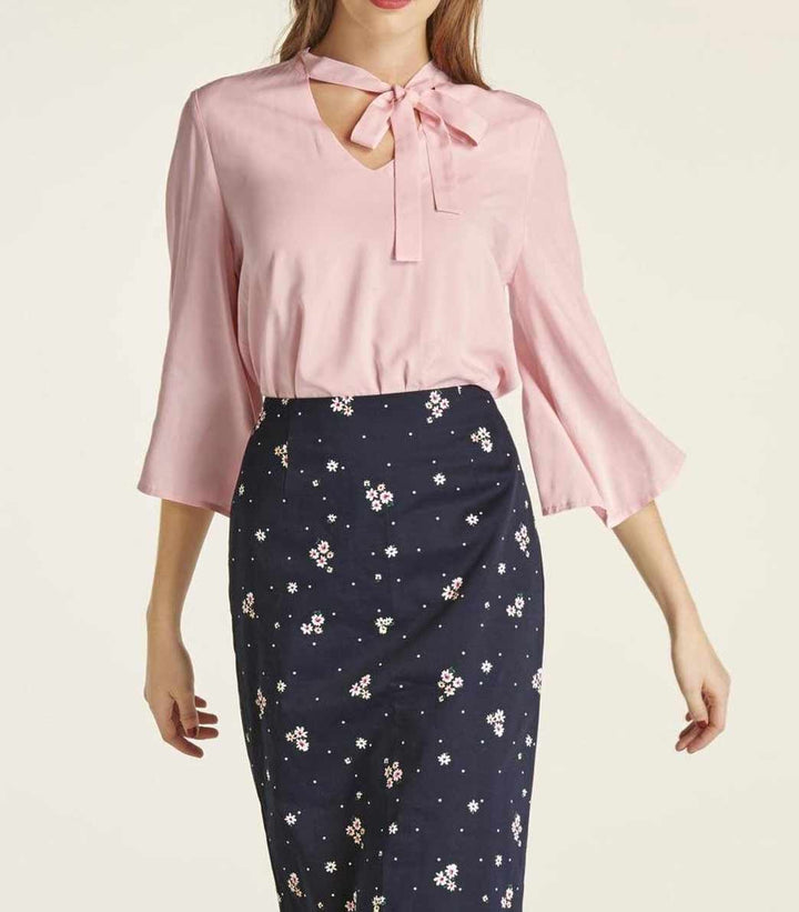 Heine Damen Bluse mit Schluppe, rosé