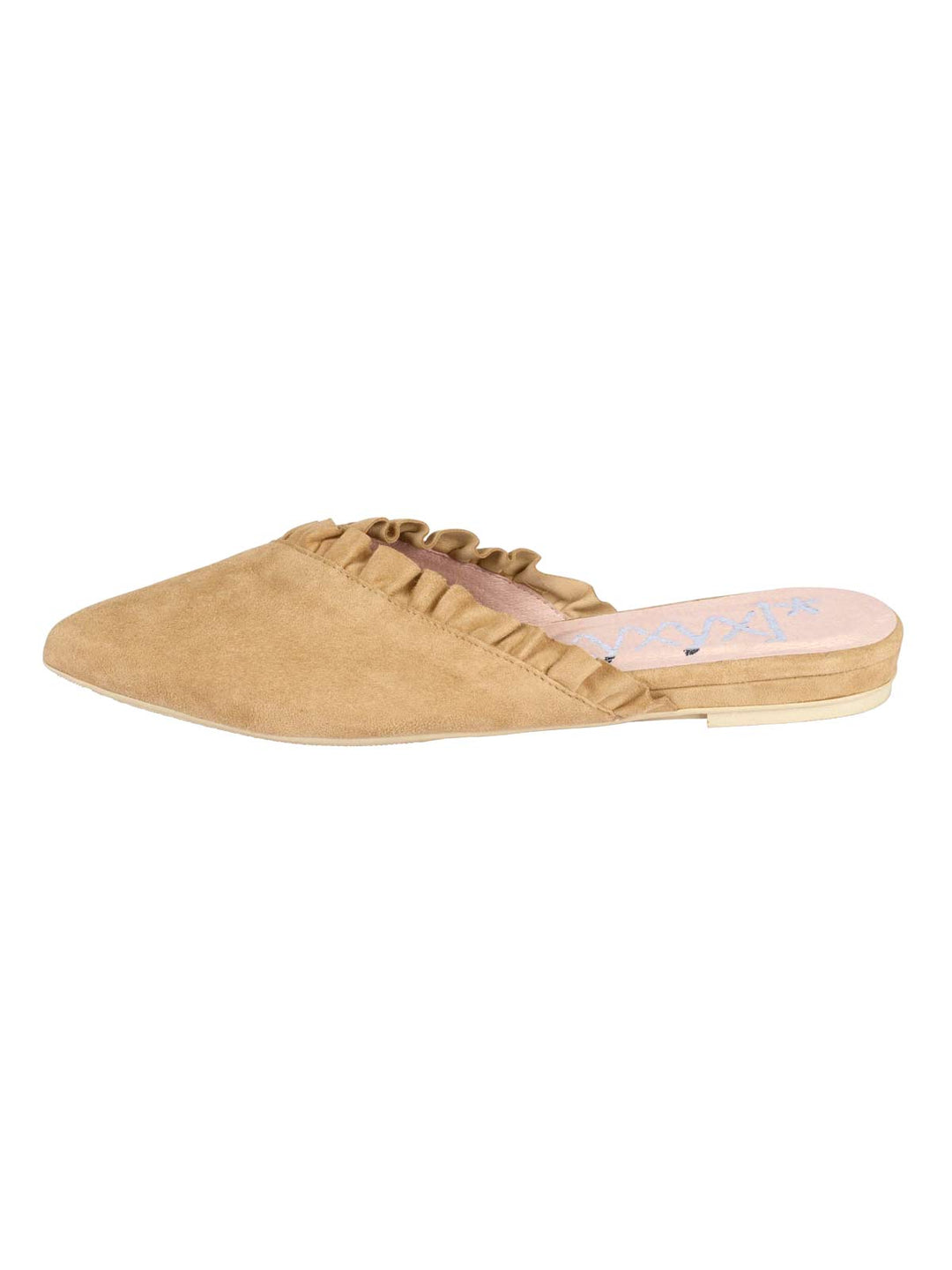 Xyxyx Damen Marken-Veloursleder-Sabot, beige