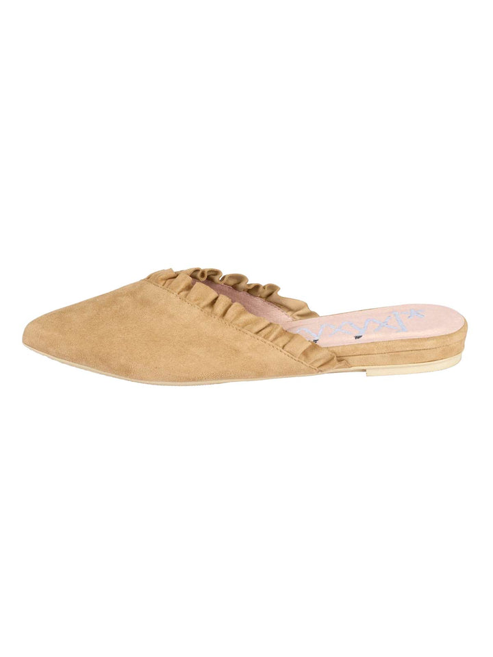 Xyxyx Damen Marken-Veloursleder-Sabot, beige