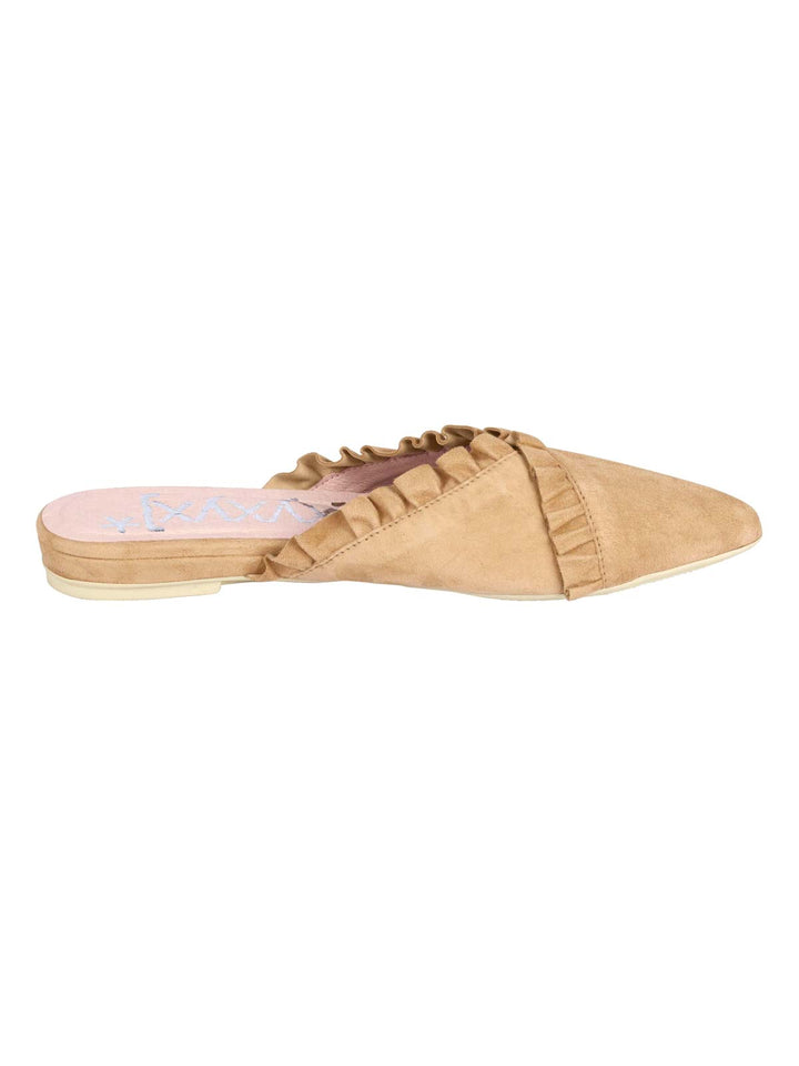Xyxyx Damen Marken-Veloursleder-Sabot, beige