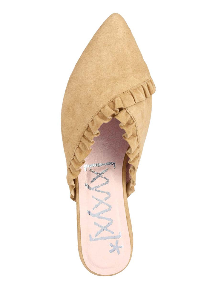 Xyxyx Damen Marken-Veloursleder-Sabot, beige