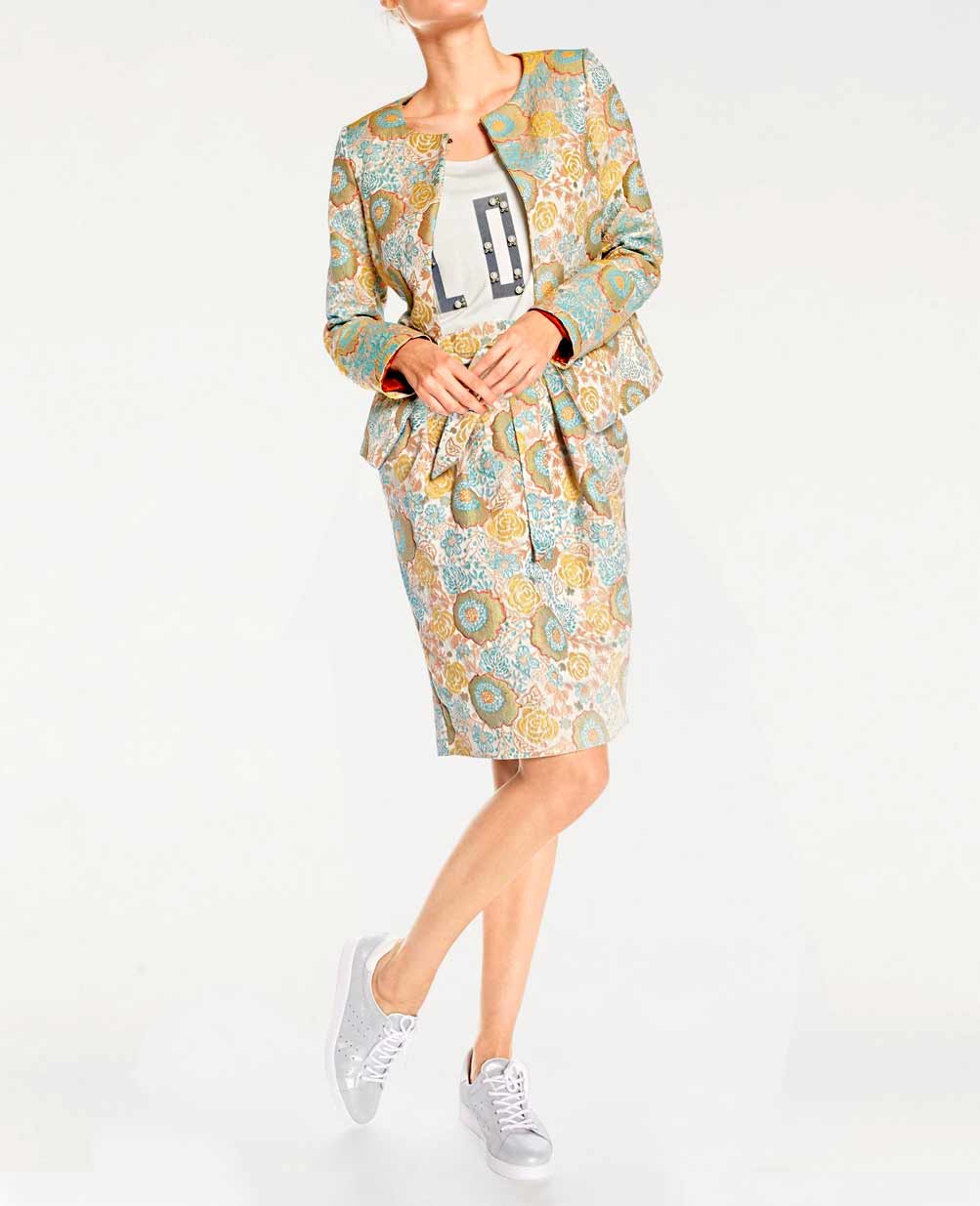 Rick Cardona Damen Designer-Jacquardkostüm, bunt