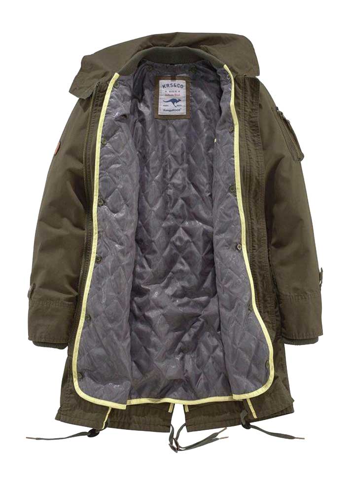 Kangaroos Damen Marken-2-in-1-Parka, khaki