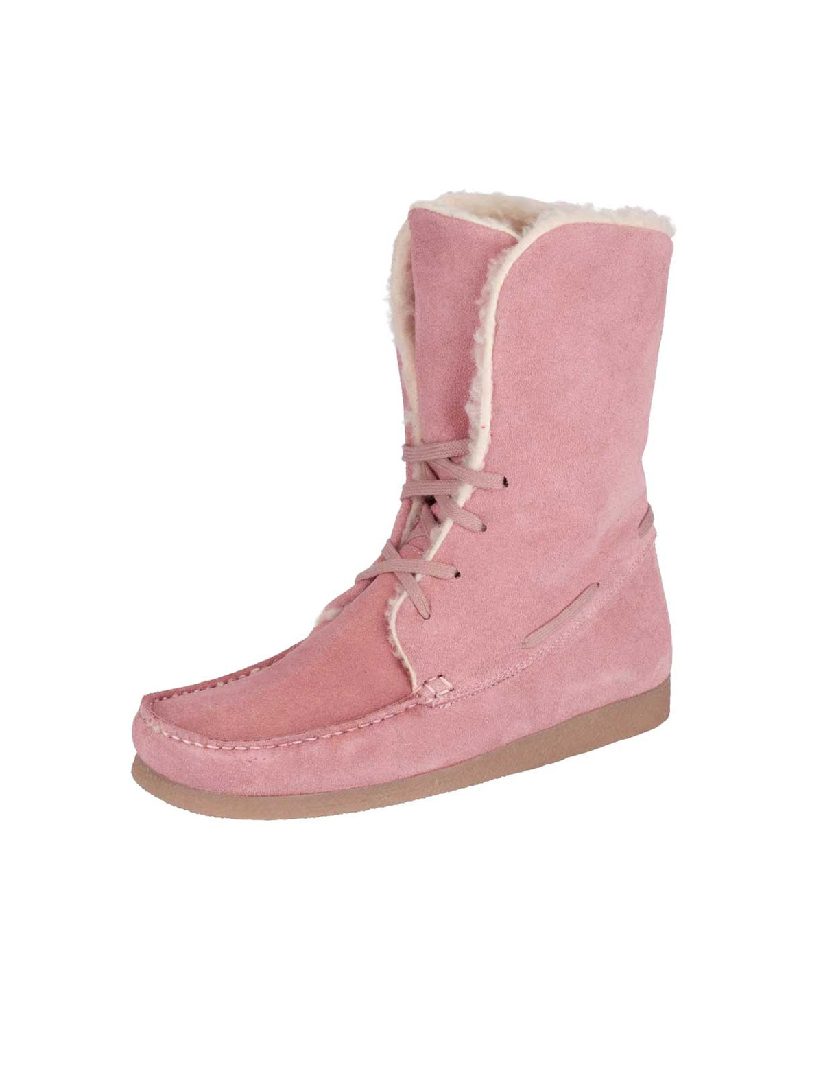 Heine Damen Leder-Stiefelette mit Webpelz, rosé