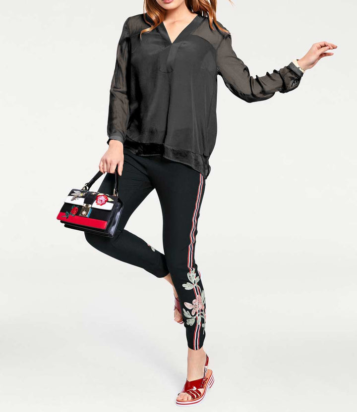 Heine - Best Connections Damen Seidenbluse, schwarz