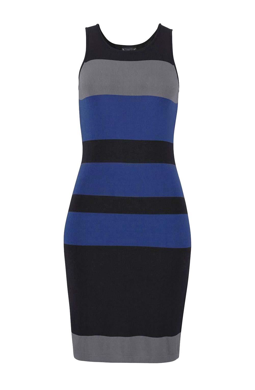 Laura Scott Damen Feinstrickkleid, schwarz-blau