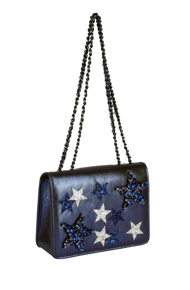 Collezione Alessandro Damen Marken-Tasche mit Strasssteinen, nachtblau