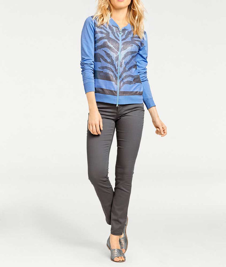 Heine - Best Connections Damen Sweatjacke mit Strasssteinen, jeansblau