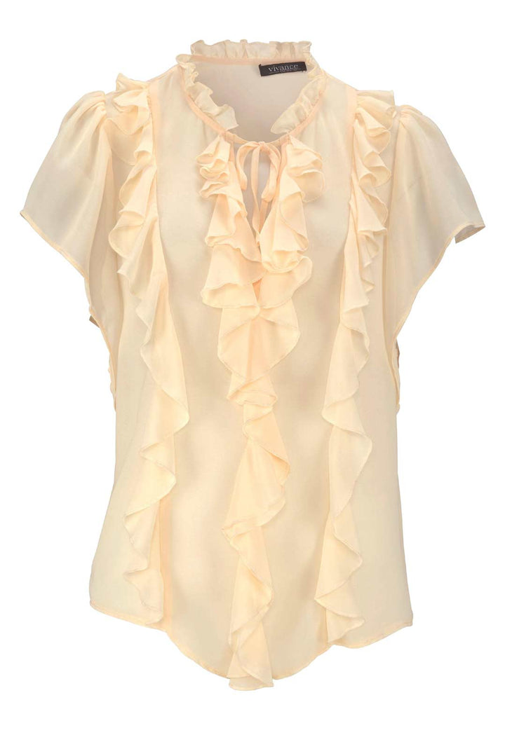 Vivance Collection Damen Chiffon-Volantbluse, champagner