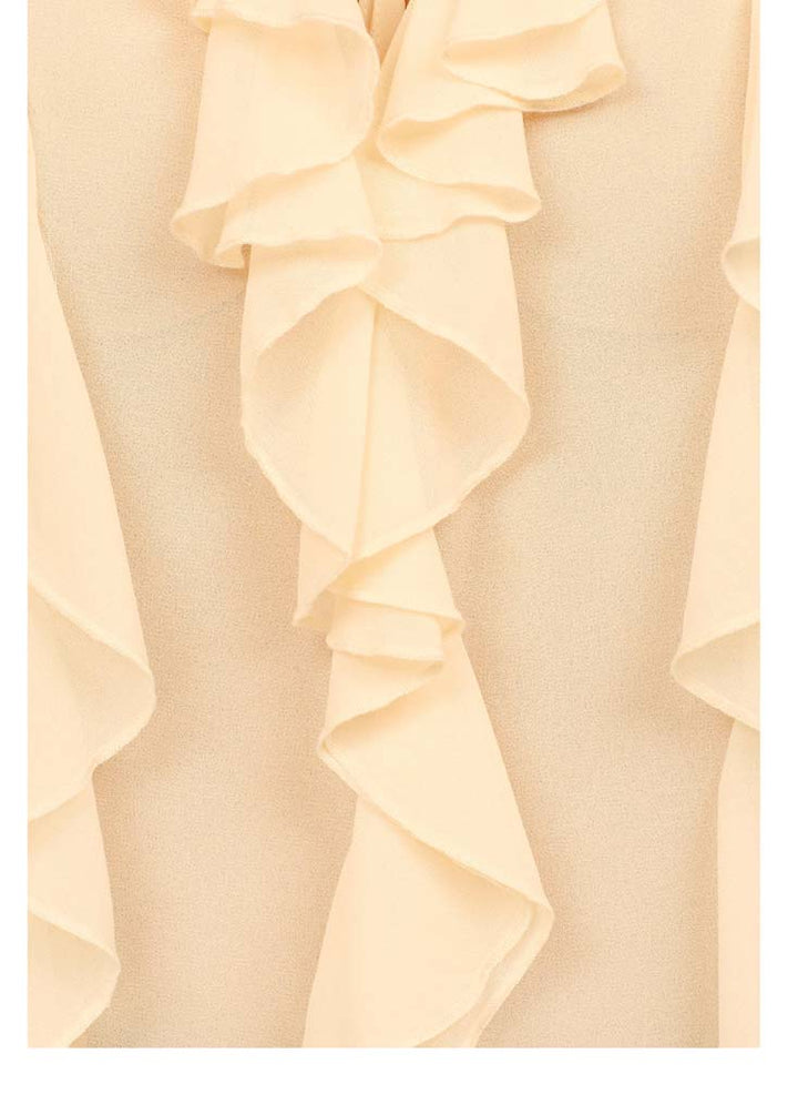 Vivance Collection Damen Chiffon-Volantbluse, champagner